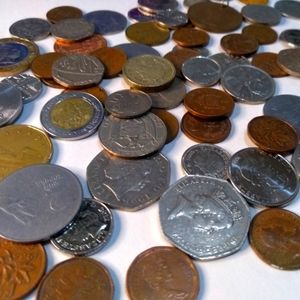 Foreign Coins Money 11 ounces Rupees Canadian South Africa and more